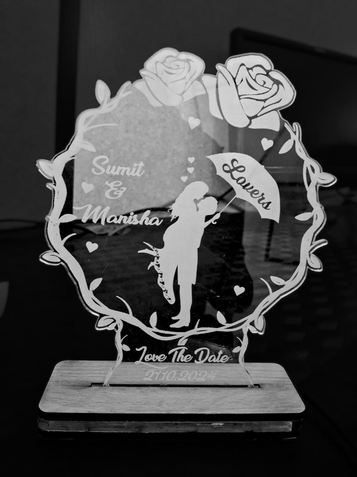 3d Acrylic Love The Date Without led