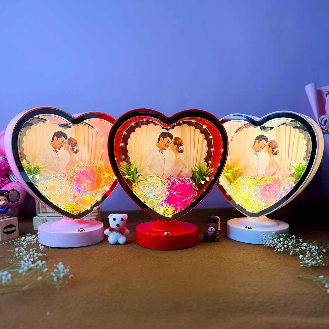 PERSONALIZED MAGIC HEART SHAPE MIRROR WITH LED LIGHT