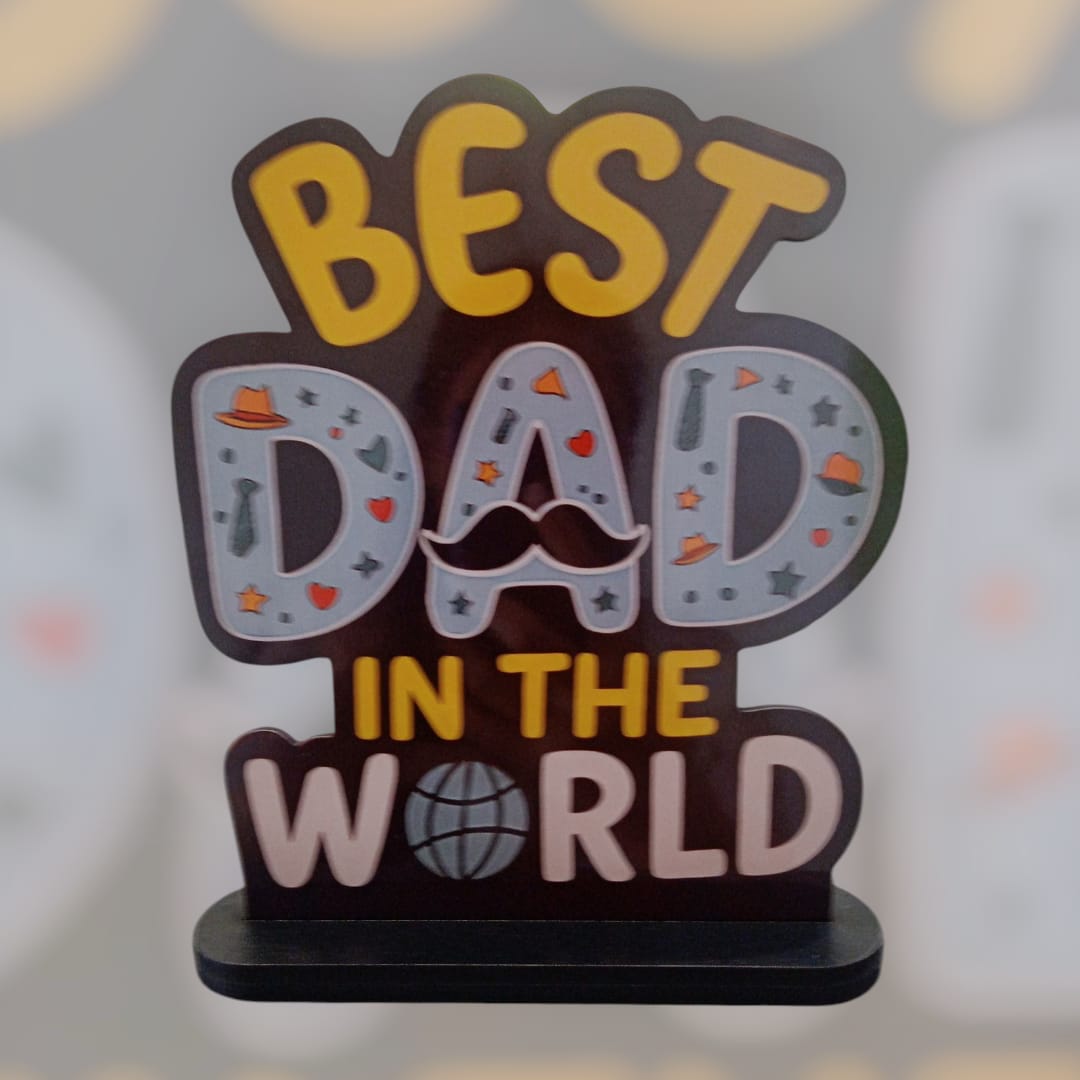Best Dad In The World Wooden Tabletop