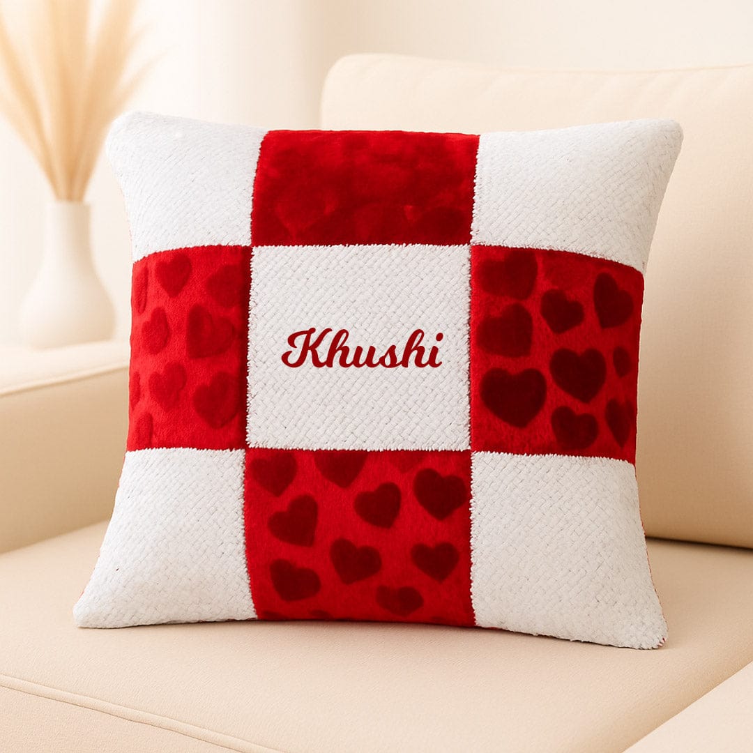 Customize velvet + magic red white magic pillow.