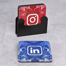 Social Media Logo Tea Coaster Set