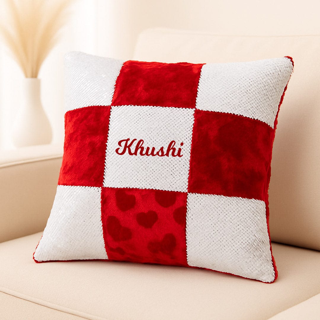 Customize velvet + magic red white magic pillow.