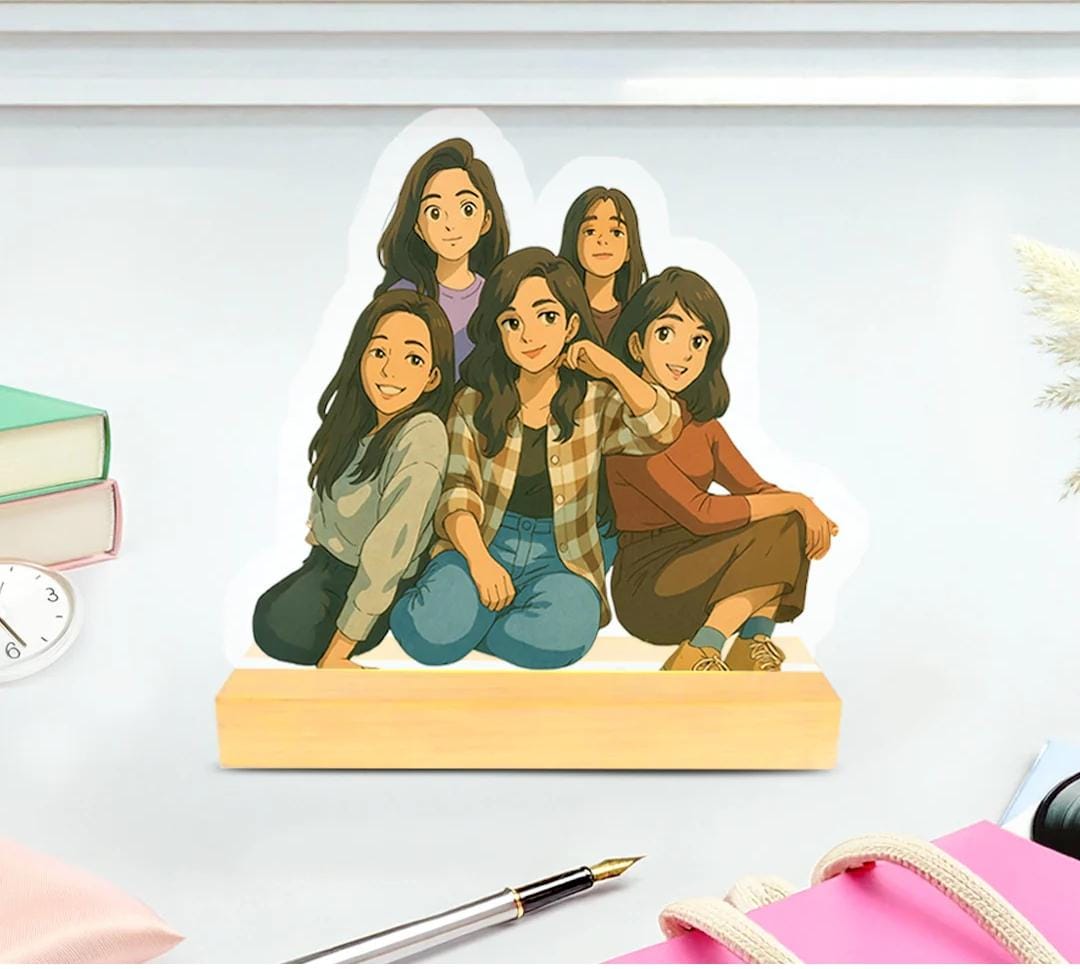 Custom Ghibli-Inspired Acrylic Table Stand – Personalized Anime Art Gift 6 Inch