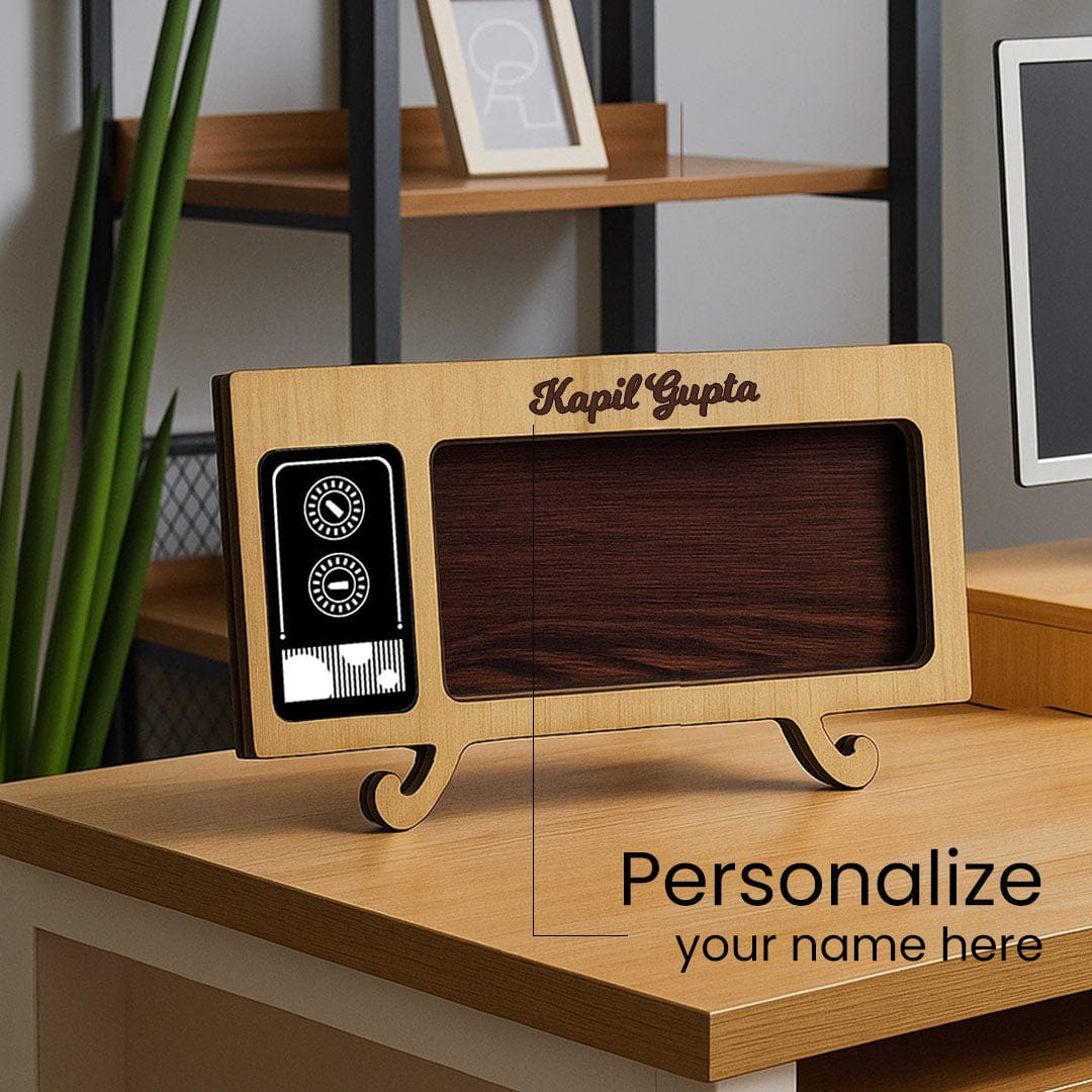 Personalized Retro Wooden Mobile Stand - 8x4" Vintage TV.