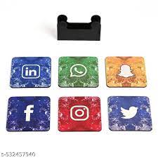 Social Media Logo Tea Coaster Set