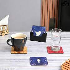 Social Media Logo Tea Coaster Set