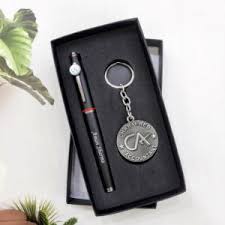Advocate Logo Pen with Metal Keychain Combo sliver & black