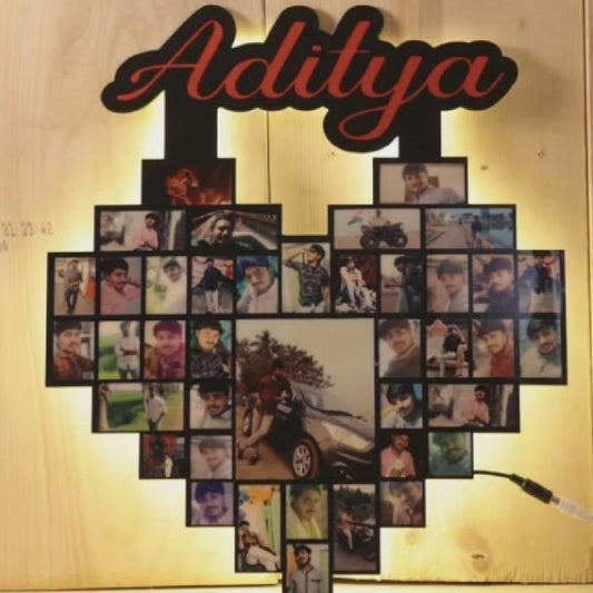 Customized Wooden Heart LED Photo Frame