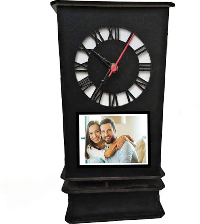 Photo Print Rotating Lamp With Clock 12 Photo Attached Night Lamp 5x11 inch
