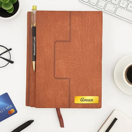 Personalized Brown Leather A5 Notebook