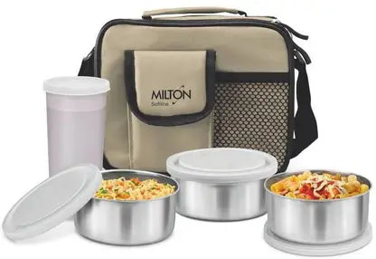 Milton Stainless Steel Lunch Box with 4 Containers & Bag