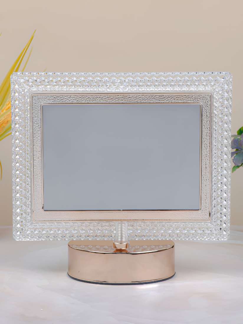Archies White & Black LED Crystal Glass Table Photo Frames