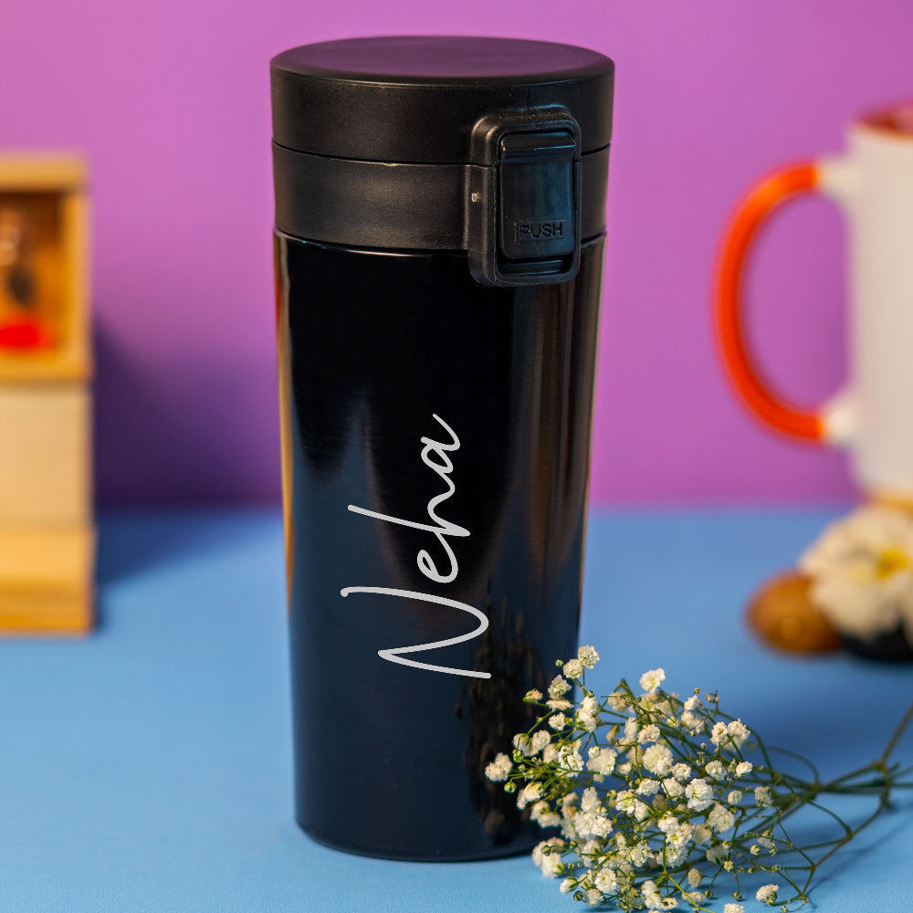 Black Stainless Insulated Coffee Mug Or Water Bottle