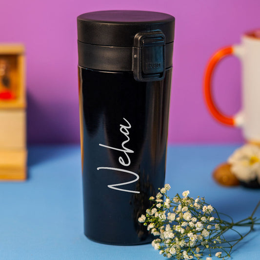 Black Stainless Insulated Coffee Mug Or Water Bottle