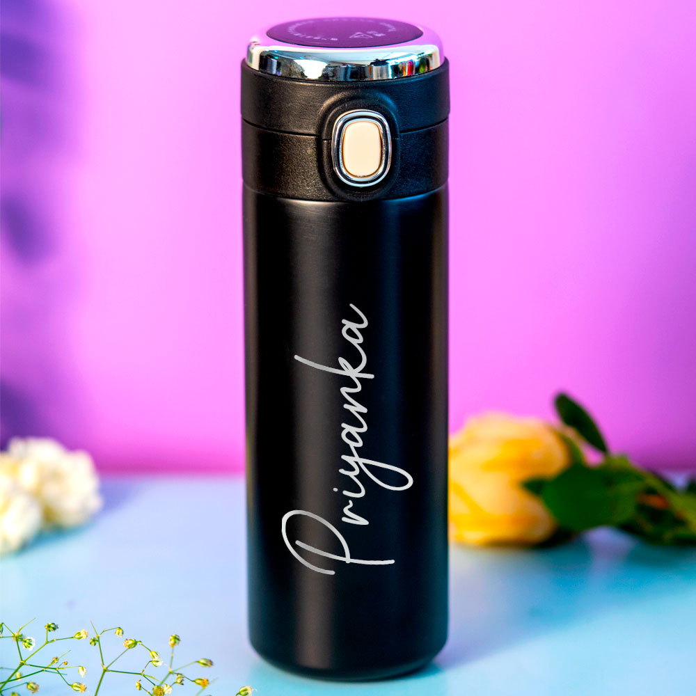 Customized Black Smart Temperature Water Bottle