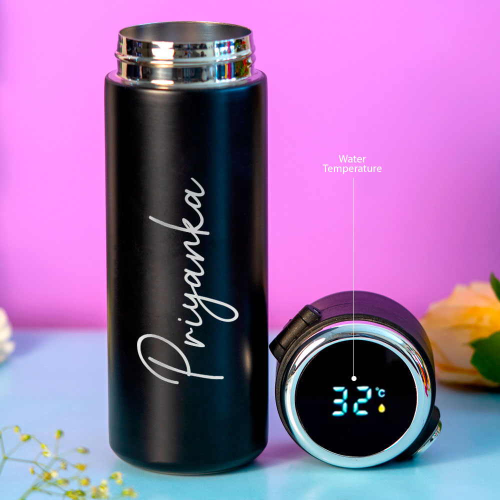 Customized Black Smart Temperature Water Bottle