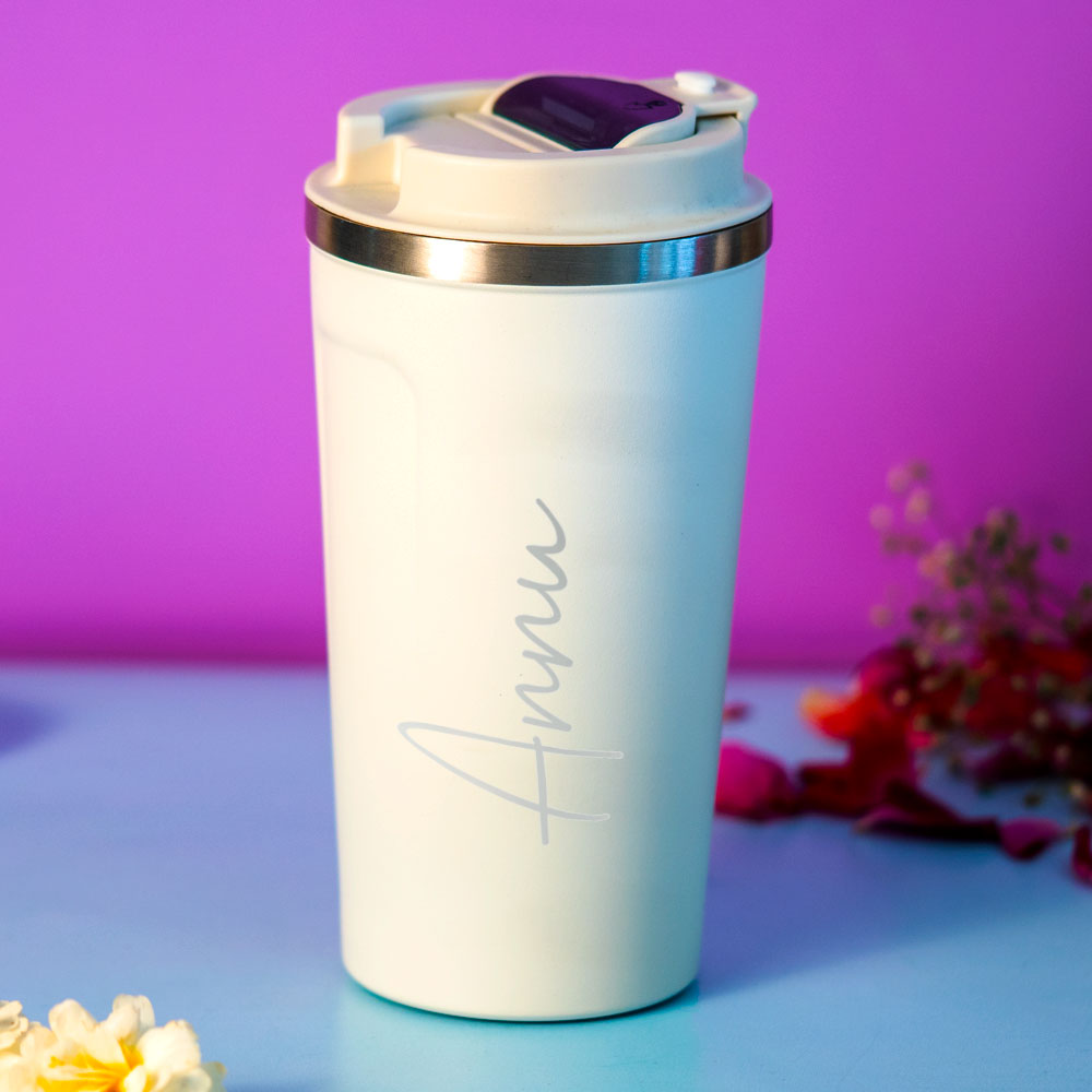 White Stainless Steel Coffee Mug Or Water Bottle