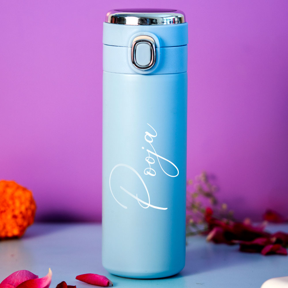 Customized Blue Smart Temperature Water Bottle