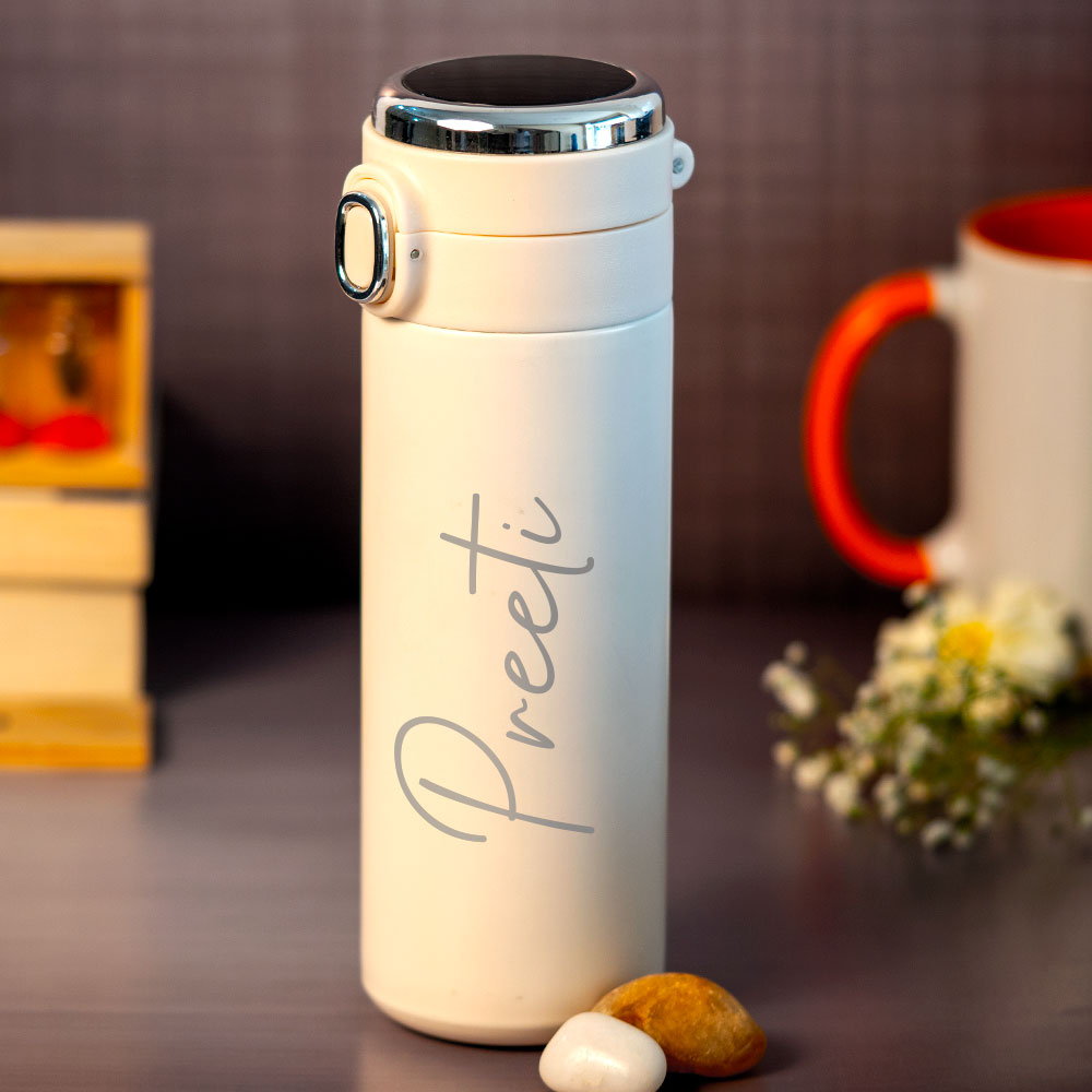 Customized Cream Smart Temperature Water Bottle
