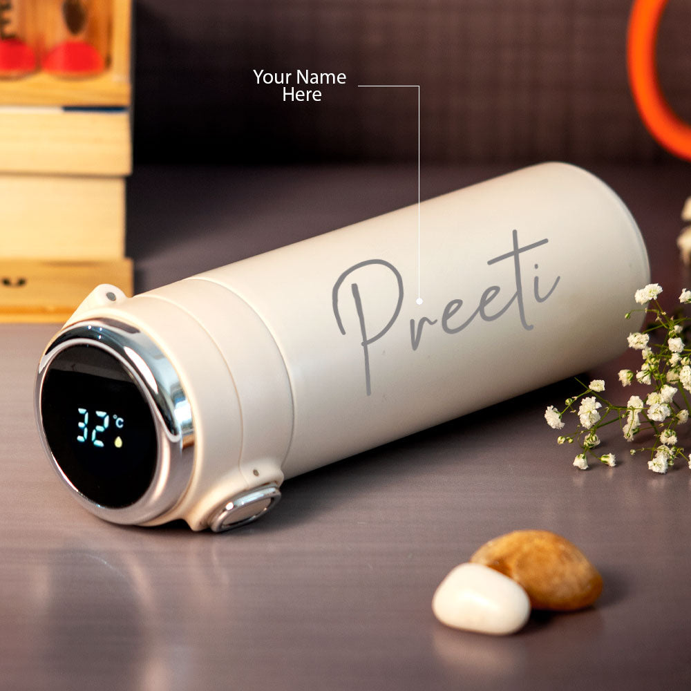 Customized Cream Smart Temperature Water Bottle