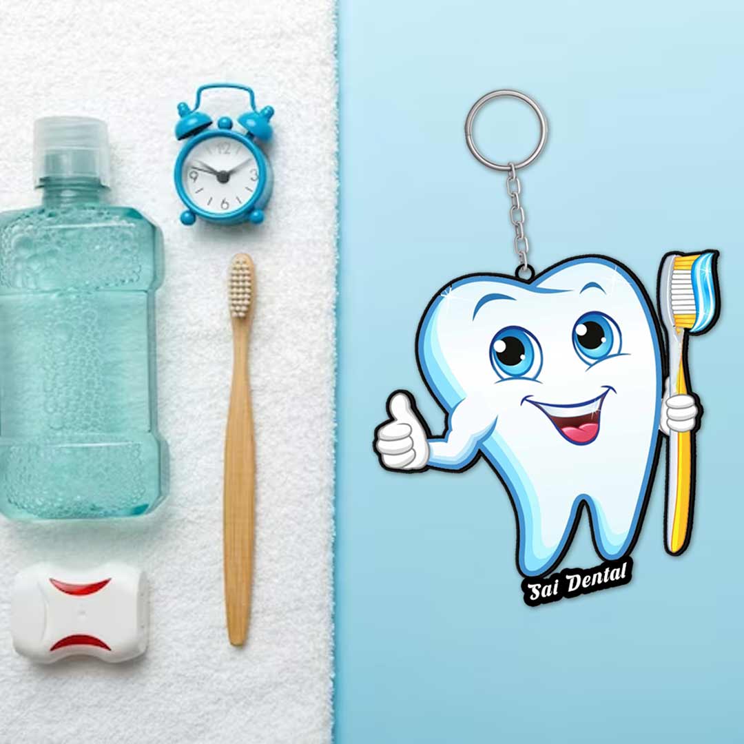 Dentist And Dental Keychain With Name
