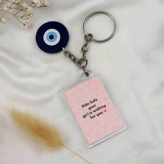Personalized Evil Eye Keychain with Photo & Message