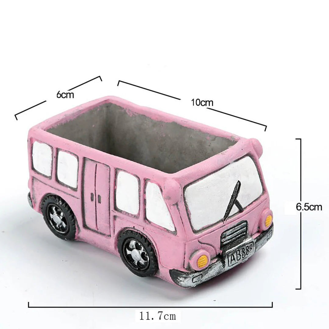 Pink Bus Shaped Flower Pot