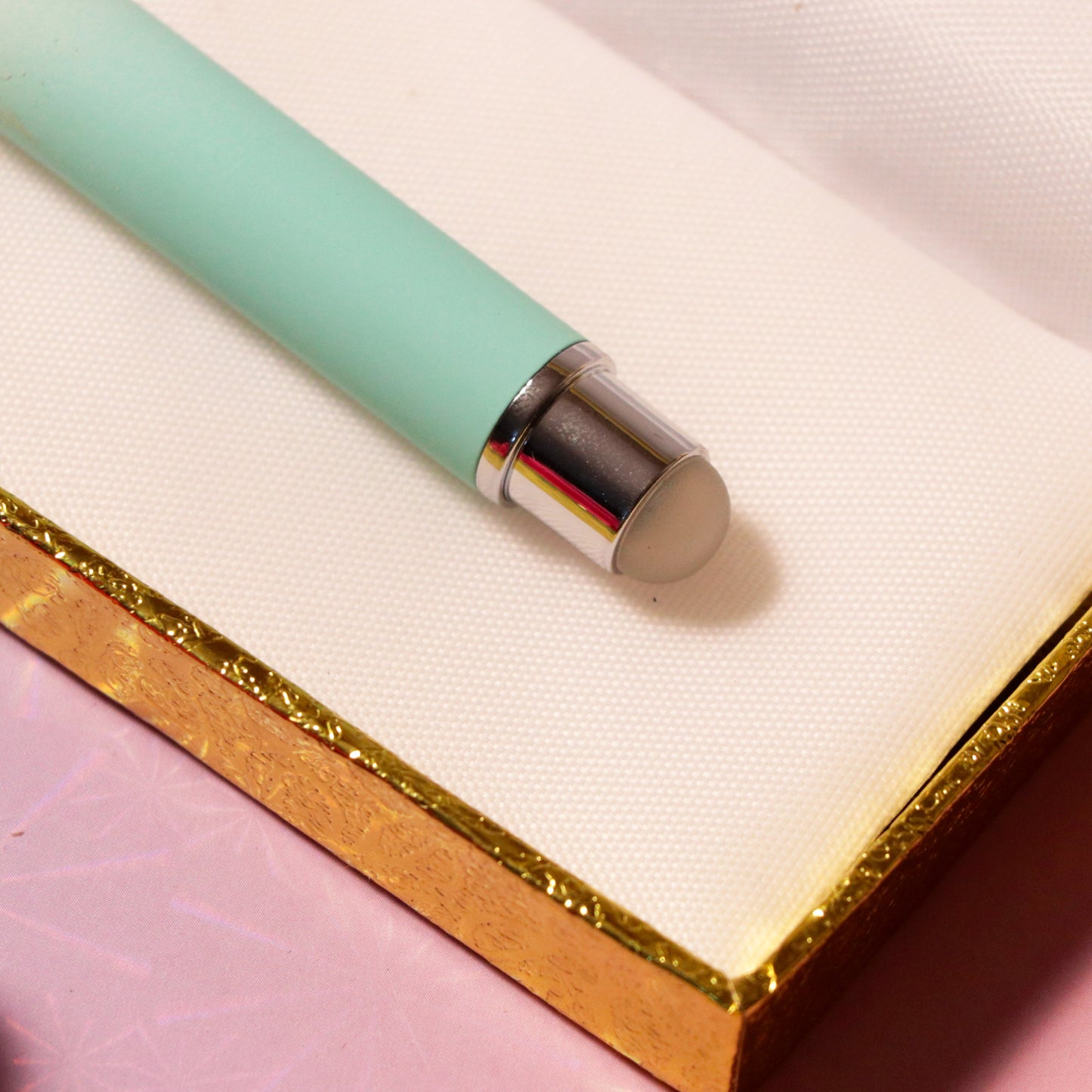Premium Metallic Ball Pen With Box - Green Cyan