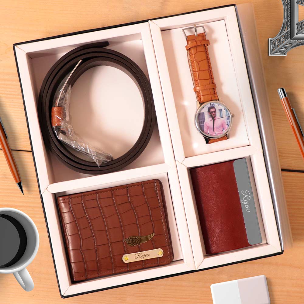 Leather Belt, Wallet, Watch And Card Holder Gift Set