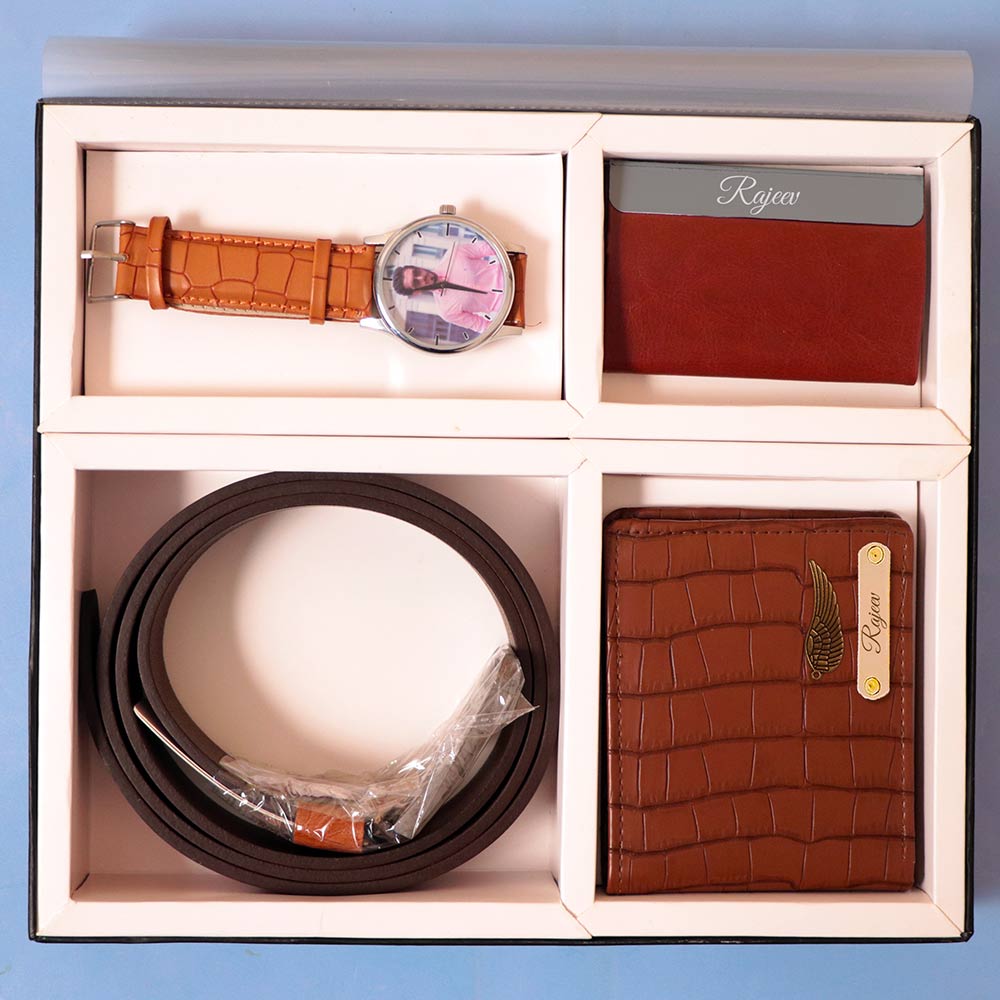 Leather Belt, Wallet, Watch And Card Holder Gift Set