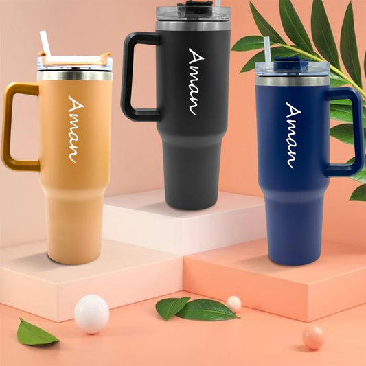 Personalized Stainless Steel Tumbler With Straw