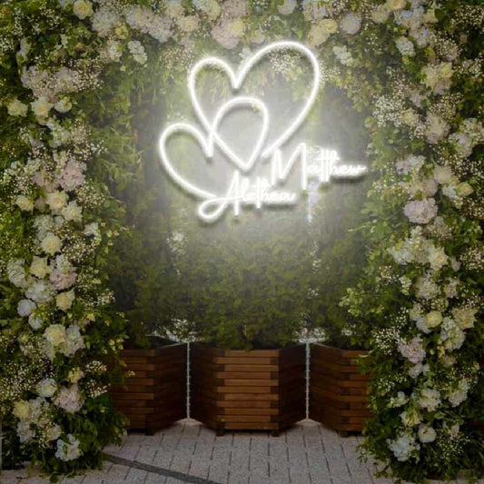 Couple Wedding Heart Sign Neon Light Frames