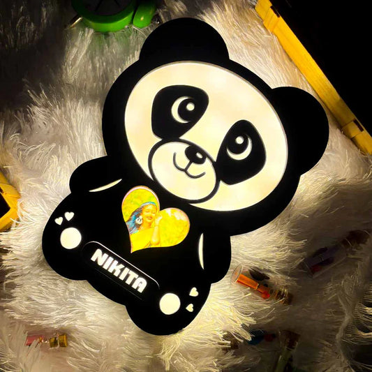 Glowing Panda Lamp with Photo & Name
