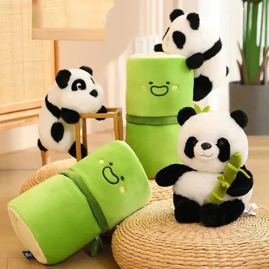 Cute Panda Plush Toy With Bamboo