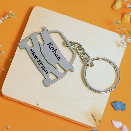 Steel Car keychain with name