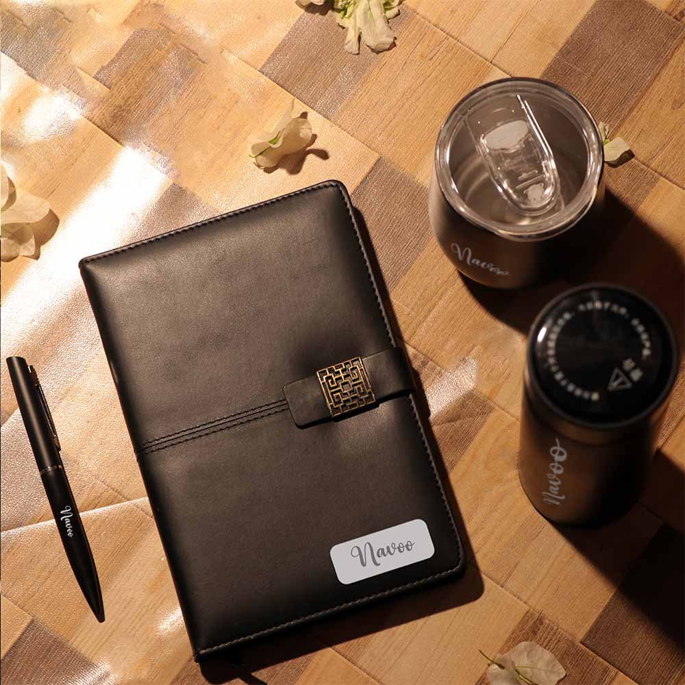 Black Bottle, Mug, Diary And Pen Gift Combo