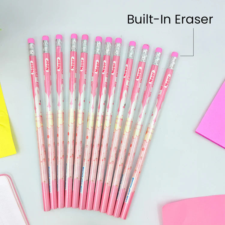 Personalized 12-Piece Pencil Set with Mini Erasers-Cute Panda Design