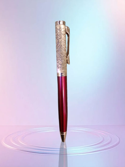 maa bhagwati steel body with engraved print pen