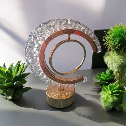 moon shaped Crystal Photo Led Lamp