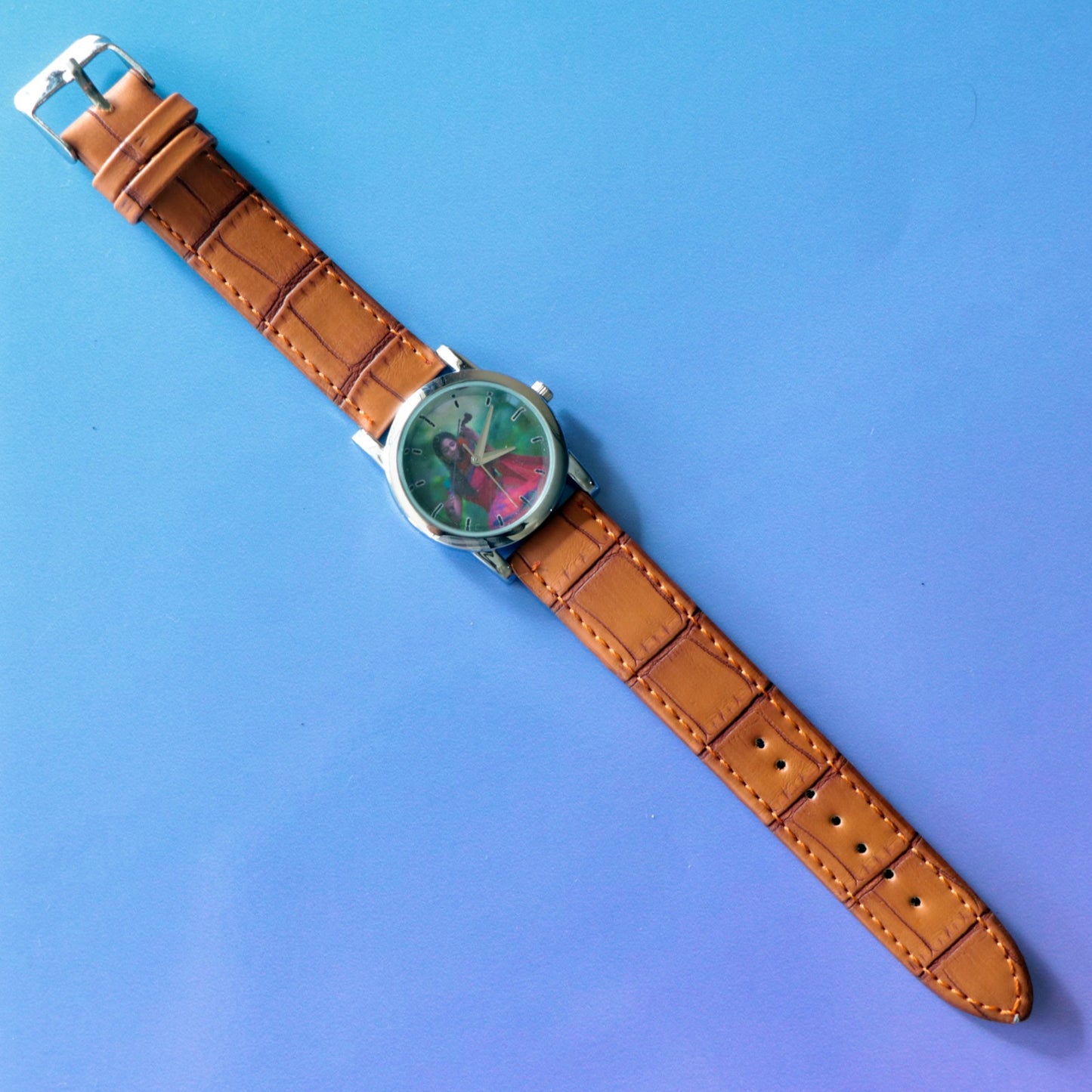 Customized Brown Leather Wrist Watch