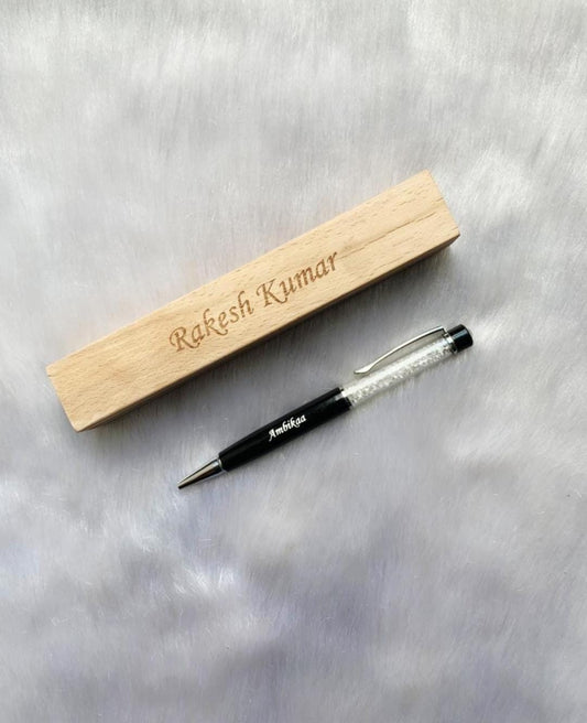 Custmise crystal pen with wooden pen box