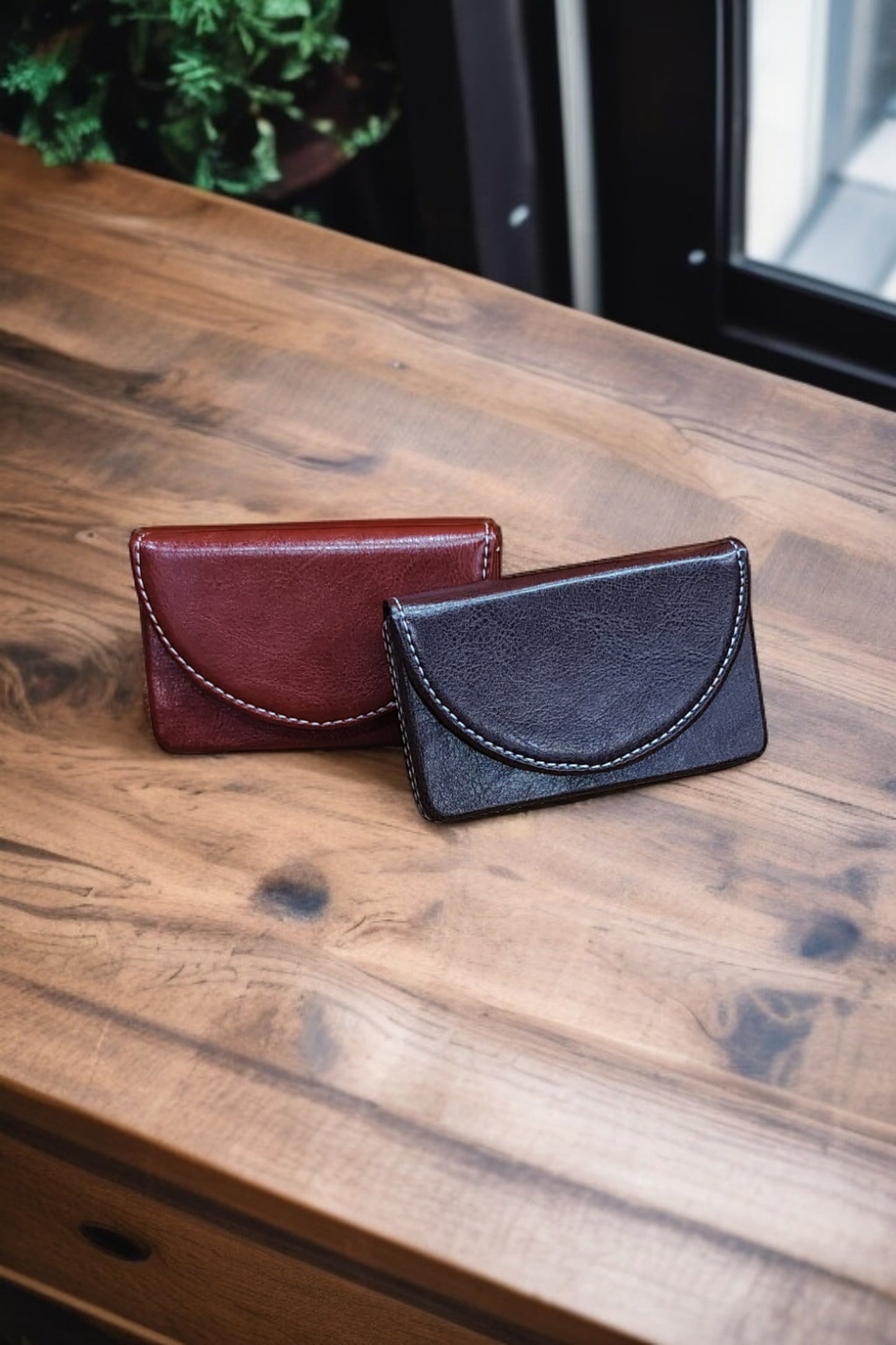 Leather look card holder .