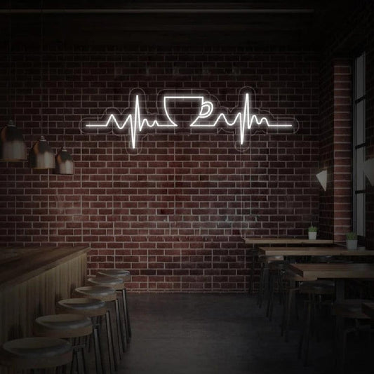 Coffee Cup Heartbeat LED Neon Sign Light Frame