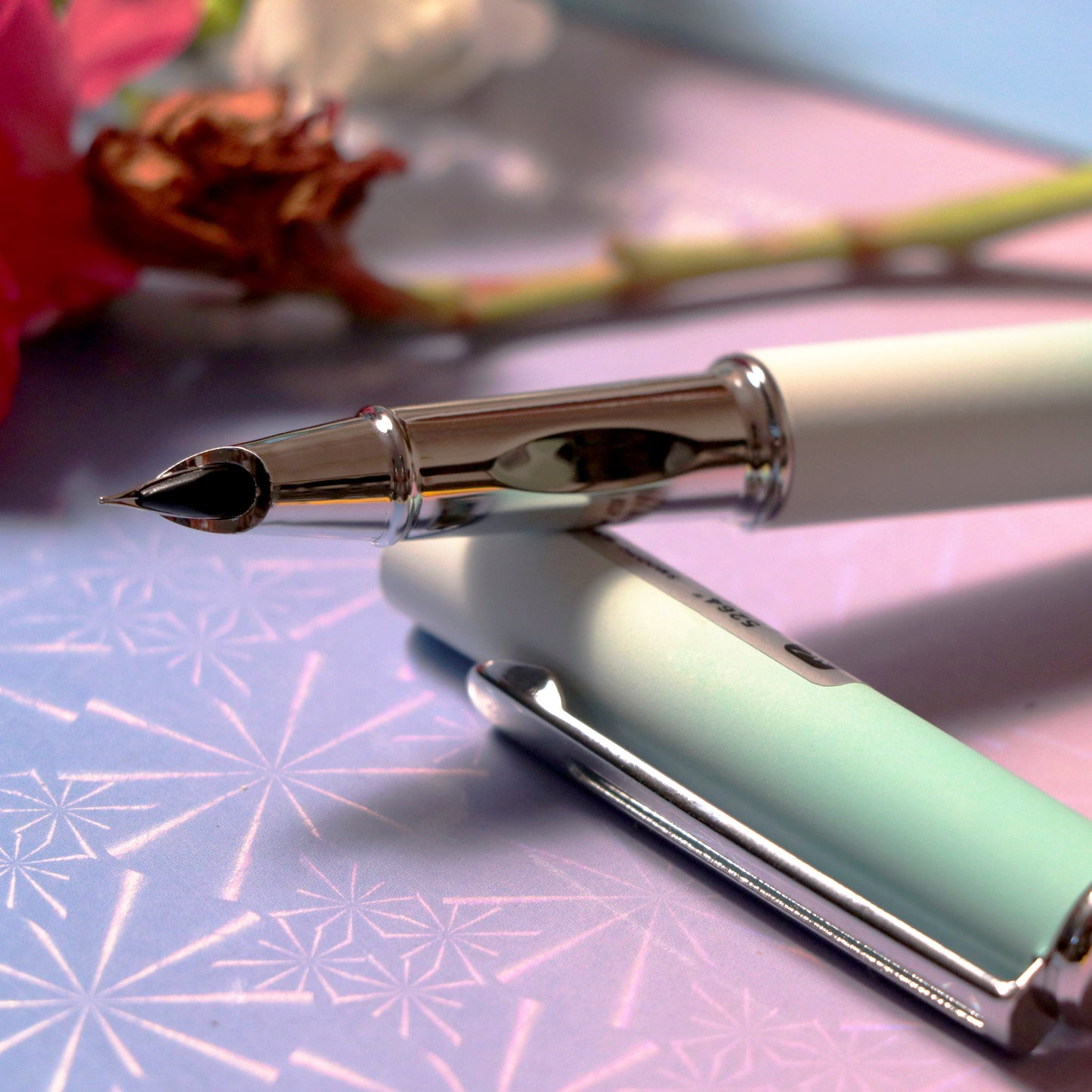 Premium Metallic Ball Pen With Box - Green Cyan
