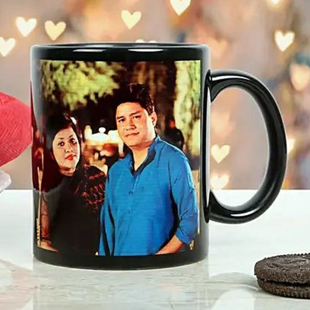 Customized Couple Photo Black Mug