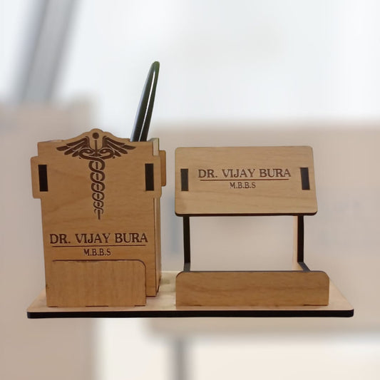 Brown MDF Phone Card and Pen Holder