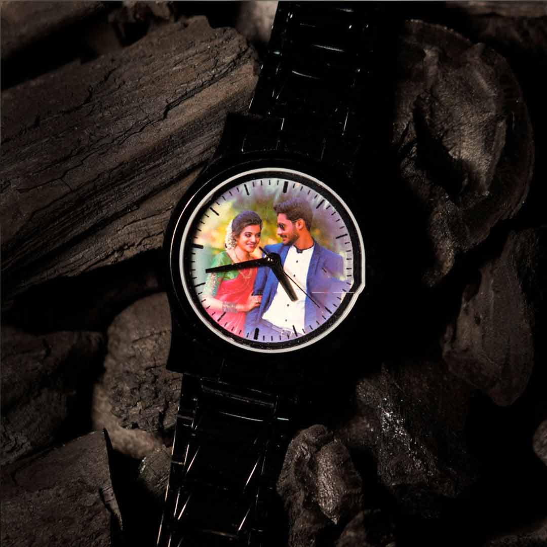 Black Customized Wrist Watch For Him