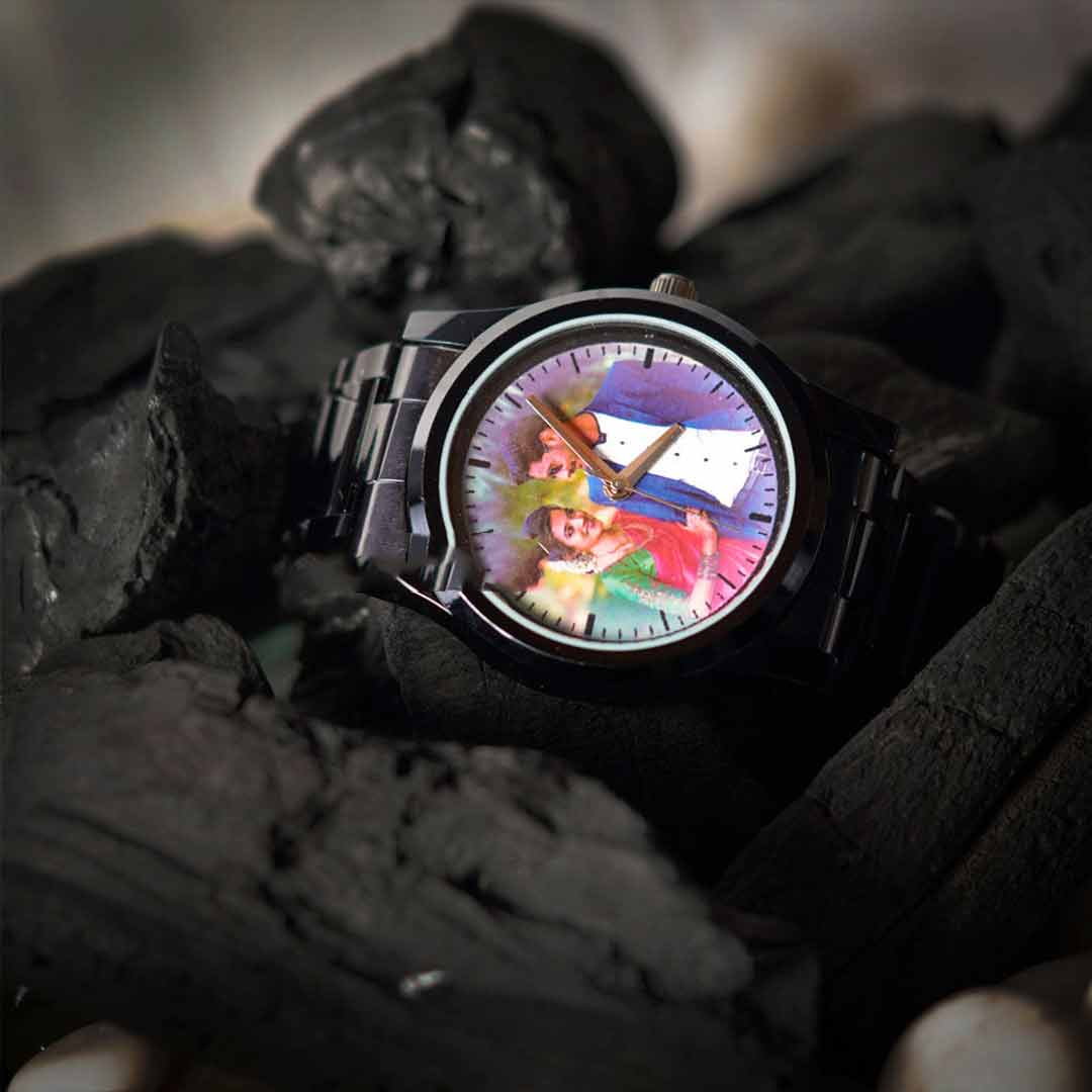Black Customized Wrist Watch For Him