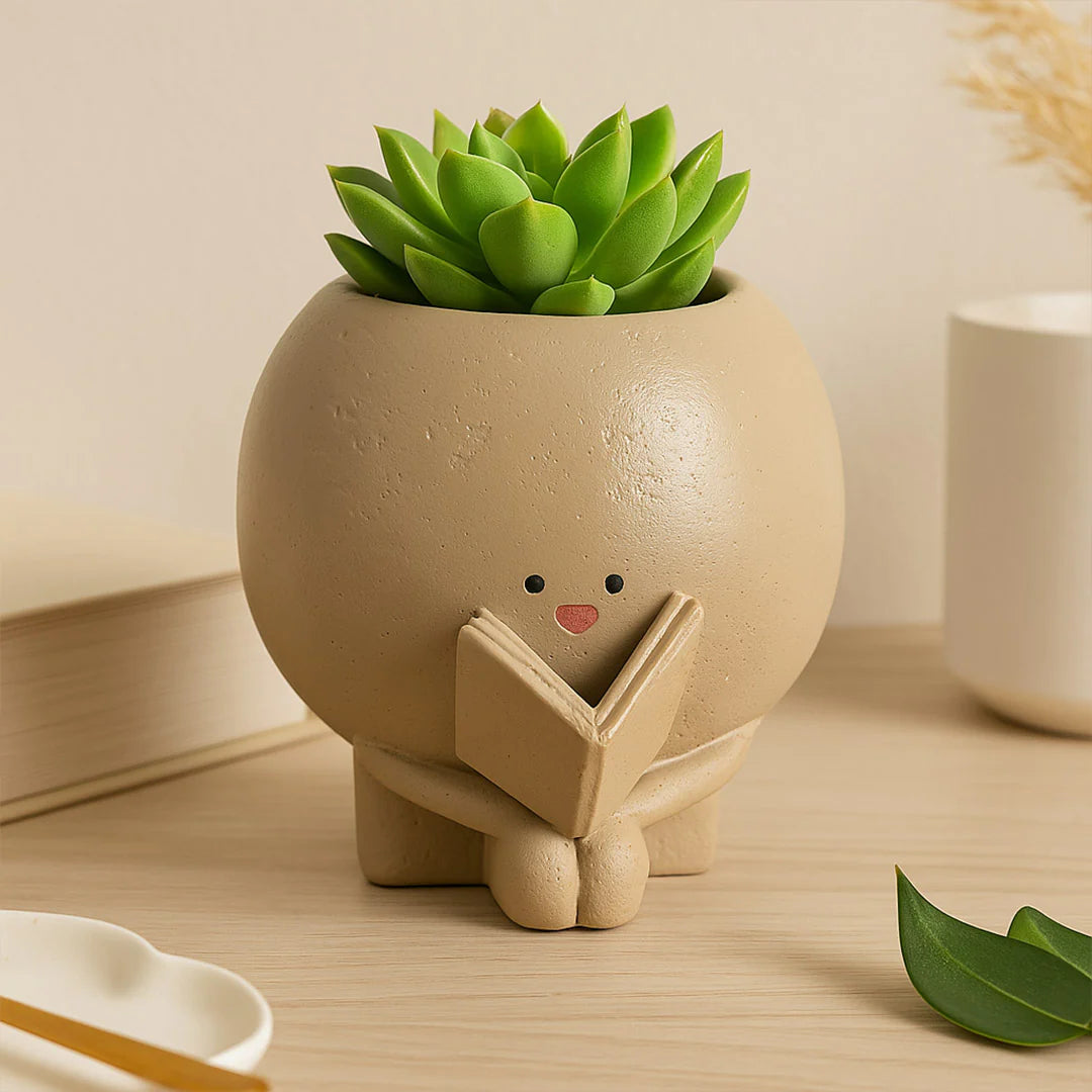 Cute Character Reading Planter