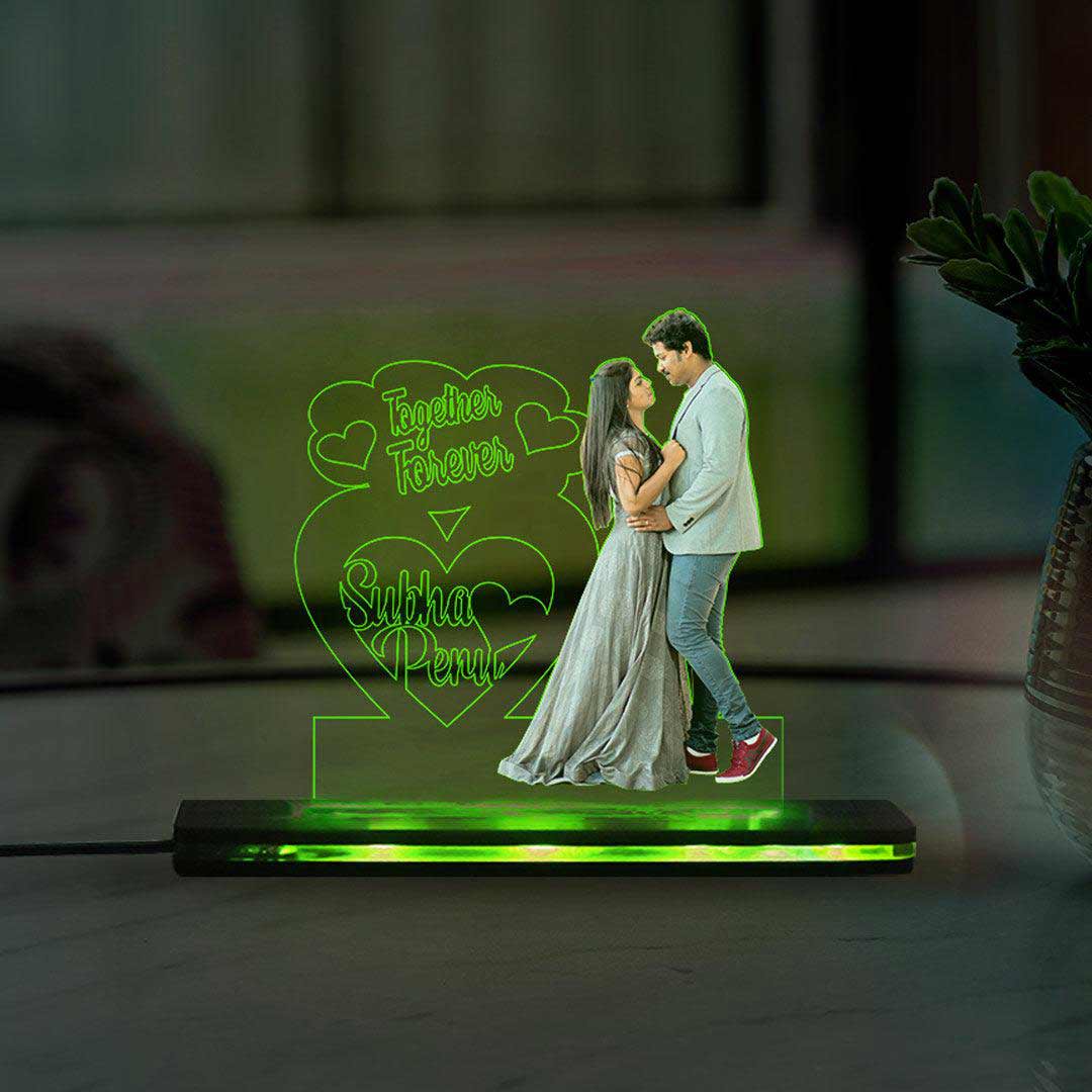 3D Acrylic Couple Cutout Multi-Led Table Lamp